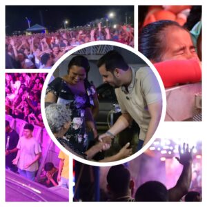 O pré-candidato a prefeito Léo Fontes prestigia o show da Banda Som e Louvor, em Lima Campos