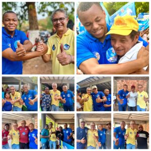 LIMA CAMPOS – Candidato a vereador BRUNO 44789 realiza “adesivaço” com a presença de JAILSON 44