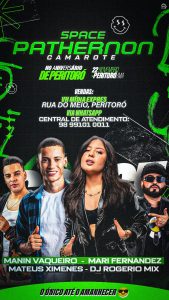 É hoje! Venha para SPACE PATHERNON, o camarote top da festa de 28 de Peritoró!