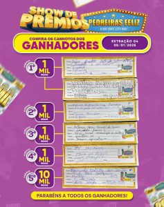 Veja quem foram os ganhadores da 4ª extração do PEDREIRAS FELIZ