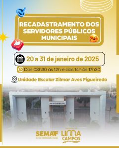 ATENCÃO! CONVOCAÇÃO PARA ATUALIZAÇÃO CADASTRAL DOS SERVIDORES EFETIVOS DO MUNICÍPIO DE LIMA CAMPOS*