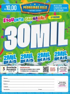 Ei, é nesse domingo 9 que o PEDREIRAS FELIZ vai sortear 38 MIL REAIS!