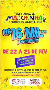 ABERTAS AS INSCRIÇÕES PARA O 17º FESTIVAL DE MARCHINHAS DE PEDREIRAS.