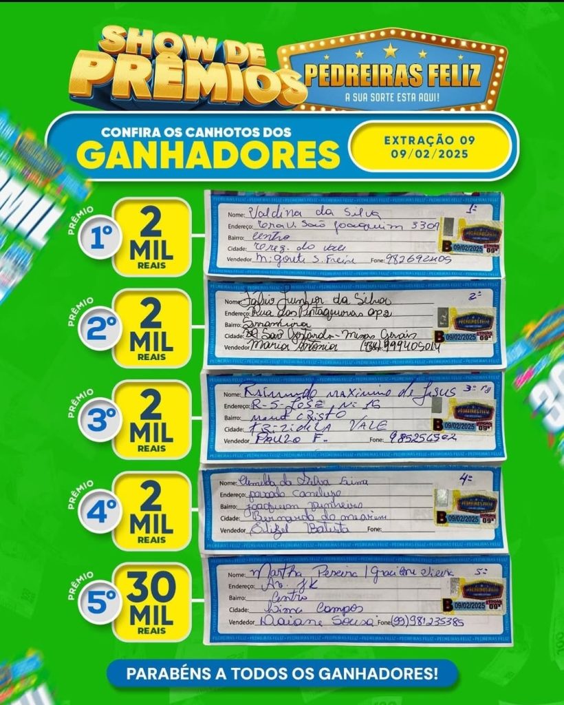 Mais um lima-campense ganha 30 MIL REAIS no PEDREIRAS FELIZ