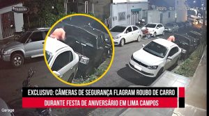 Vídeo mostra ação dos criminosos em furto de um carro em, Lima Campos