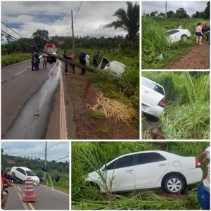 Carro colide contra poste na MA-122, entre Lima Campos e Pedreiras
