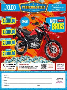 9/3 – O PEDREIRAS FELIZ vai sortear 8 MIL REAIS e uma Honda Bros 0km