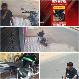 CRIME – BANDIDO FURTA MOTOCICLETA QUE ESTAVA ESTACIONADA NO CENTRO DE PEDREIRAS