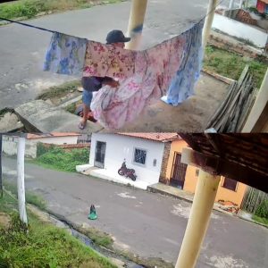 Vídeo flagra homem furtando roupas de varal em residência em Lima Campos