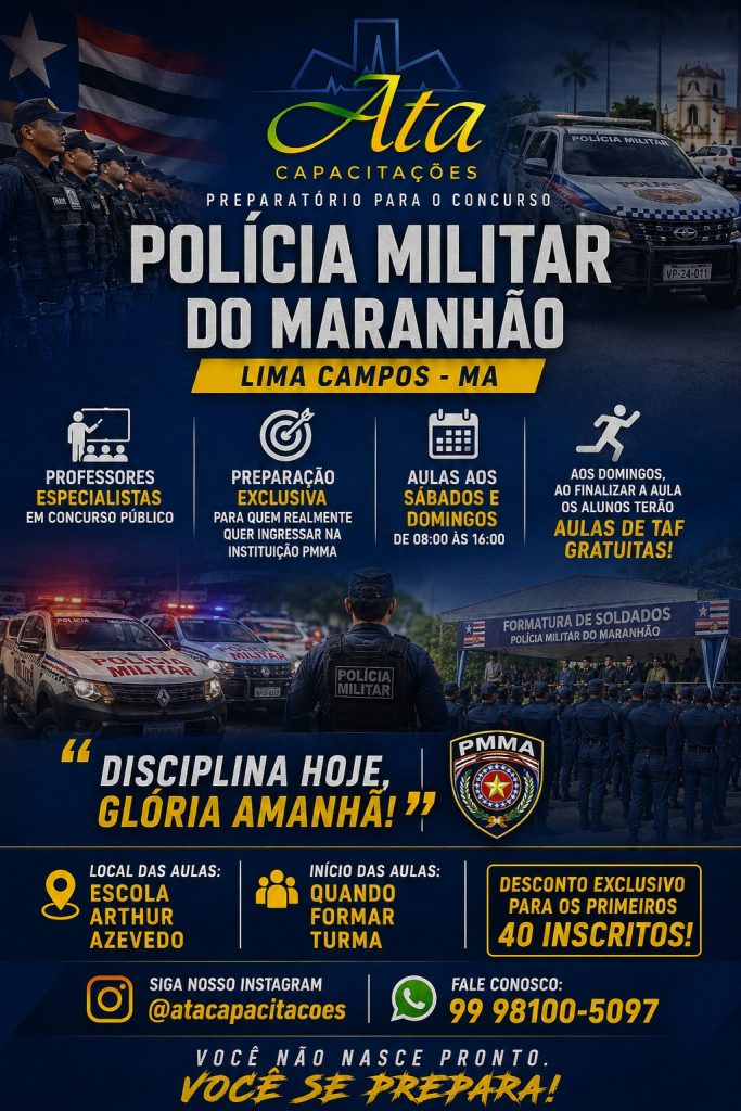 ATA CAPACITAÇÕES abre inscrições para preparatório intensivo da PM-MA em Lima Campos