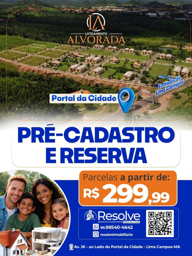 REALIZE O SONHO DO LOTE PRÓPRIO: CHEGA A LIMA CAMPOS O LOTEAMENTO ALVORADA COM PARCELAS A PARTIR DE R$ 299,99!